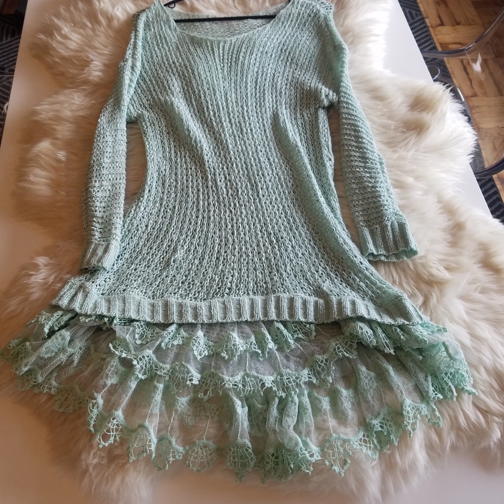 🦄🎀 pastel mint ruffle hem lolita kawaii tunic 🎀